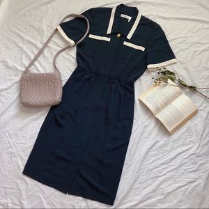 [SOLD] Liz Claiborne Vintage Pocket Navy Dress